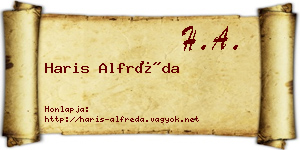 Haris Alfréda névjegykártya